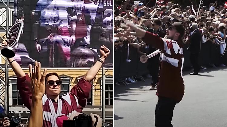 VIDEO ⟩ Latvijas hokeja izlases sagaidīšana Rīgā no fanu skatupunkta