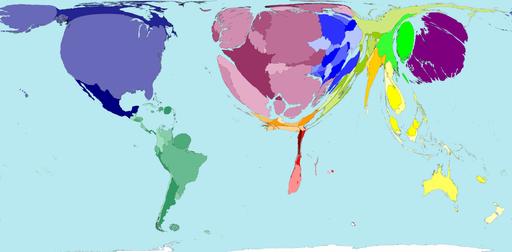 Jo lielāka valsts jo lielāks... Autors: Fosilija Pasaules kartes citā skatījumā