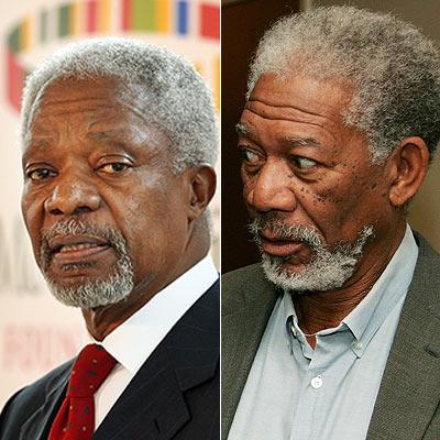 Kofi Annan un Morgan Freeman Autors: Hibrits Slavenības, kas ellīgi līdzinās citām slavenībām