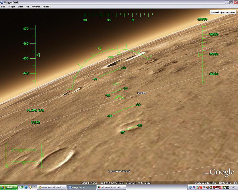 uz Marsa Autors: TasDačuks Google Earth Flight Simulator