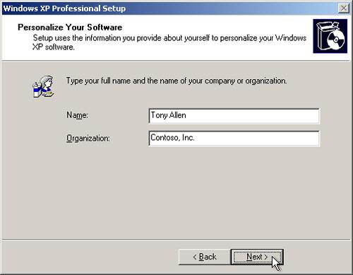 Aizpildam laukus Name and... Autors: Dazzl Windows XP instalēšana, tiem, kas to vēl nav darījuši
