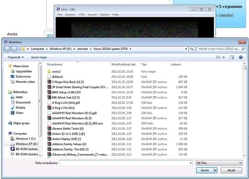 Tālāk spiežam quotFile gt Open... Autors: Fosilija Kā Spēlēt "Sega" uz jūsu datoriem.
