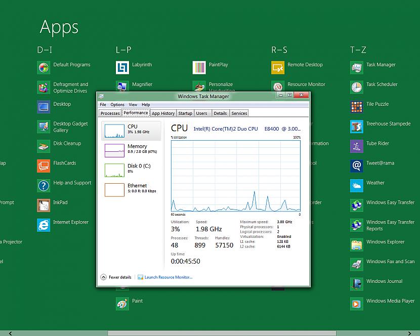Arī task manager interfeiss ir... Autors: kaamis Windows 8 apskats