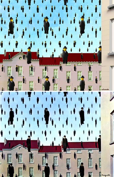Ren Magrittes Golconda Autors: AldisTheGreat 10 Slavenas gleznas atjaunotas par LEGO.