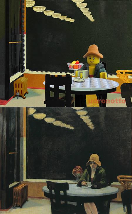 Edward Hoppers Automat Autors: AldisTheGreat 10 Slavenas gleznas atjaunotas par LEGO.