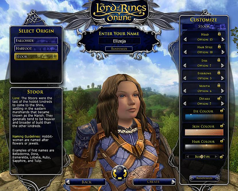 Varoņa izveide ir patīkama ... Autors: Elizabethe Lord of the Rings online