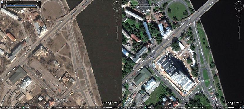 Gaismas pils Kā redzams 2003... Autors: SinagogenBombardiren Rīga pirms 12 gadiem un tagad, satelīta fotouzņēmumos