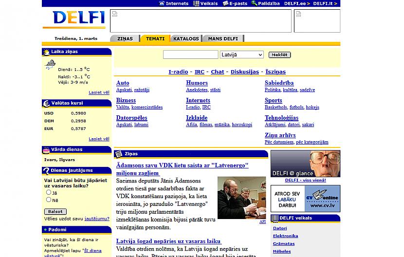 Delfi majaslapa no 2001 gada Autors: BoomBoxis Majaslapas, to pirmsākumos