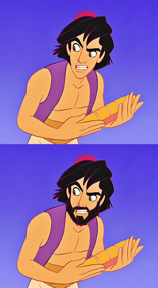 Bārdains Aladins izskatās pēc... Autors: Vampirolepis Pieliktas un noņemtas bārdas Disneja varoņiem