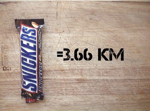 Snickers Autors: Sulīgais Mandarīns Cik kilometru jānoskrien, lai iznīcinātu apēstās kalorijas?