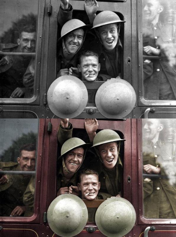 Britu karaspēks mundri uzsāk... Autors: arcaninee 10 vēsturiski melnbalti foto ieguvuši krāsas.