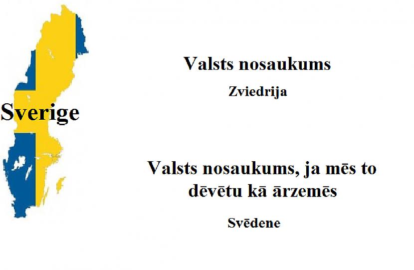 Zviedrija daudzviet tiek... Autors: Raimonds Ostrovskis Valstu nosaukumi, ja latvieši tos sauktu līdzīgi kā ārvalstīs