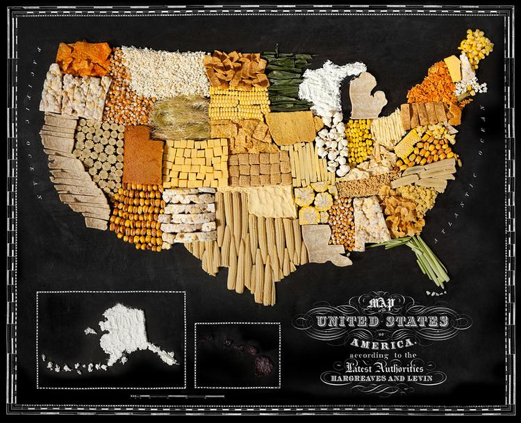 ASV  Kukurūza Autors: Sarius Viņi pārvērta ikoniskus ēdienus valstu un kontinentu kartēs.