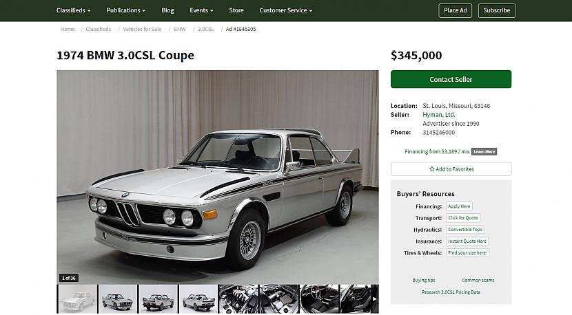 1974 gada BMW 30CSLnbspCena... Autors: LGPZLV Dārgākās BMW mašīnas online