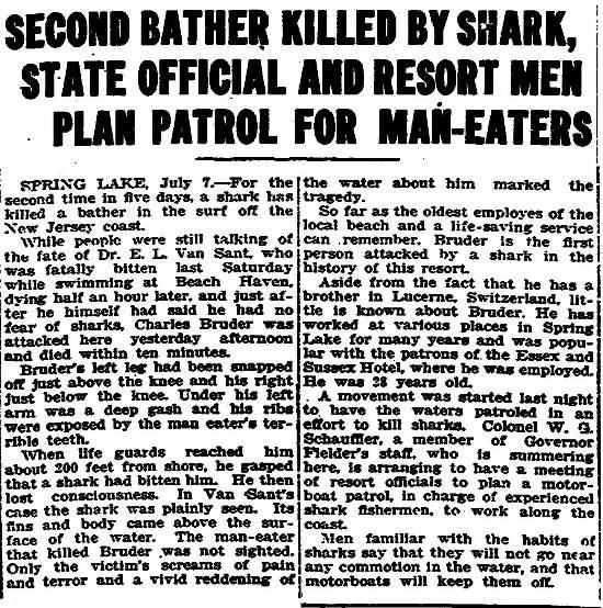 Nākamajā dienā visas avīzes... Autors: Testu vecis Notikums, kas iedvesmoja filmu "Žokļi"- haizivju uzbrukumi Ņūdžersijas piekrastē