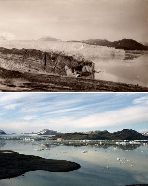  Autors: Lestets Globālās sasilšanas pierādījumi: Arktikas ledāju bildes tagad un 100 gadus agrāk