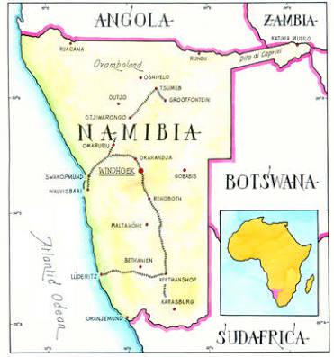 Namībijas karte  Autors: Zigzig Zemes pārdales debate Namībijā 🇳🇦