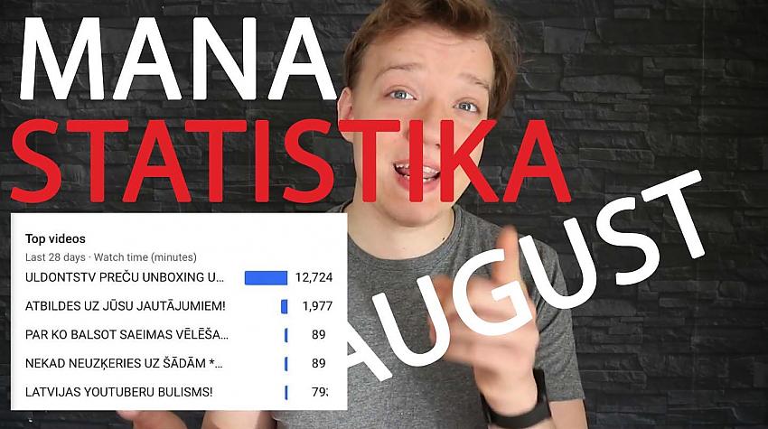 Mana youtube statistika. *augusts*