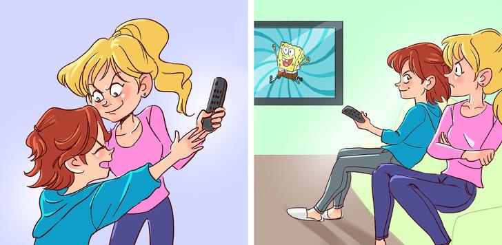 nbspKariņi par TV pulti ir... Autors: matilde 12 ilustrācijas, kurās perfekti attēlotas māsu attiecības