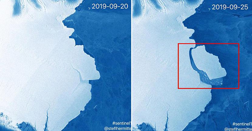 nbspAisbergu atdalīscaronanās... Autors: matilde Antarktīdā no ledāja atdalījies lielākais aisbergs 50 gadu laikā