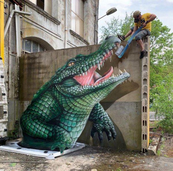  Autors: Fosilija Mākslinieks rada neticami reālu 3d grafiti, skats sanāk elpu aizraujošs