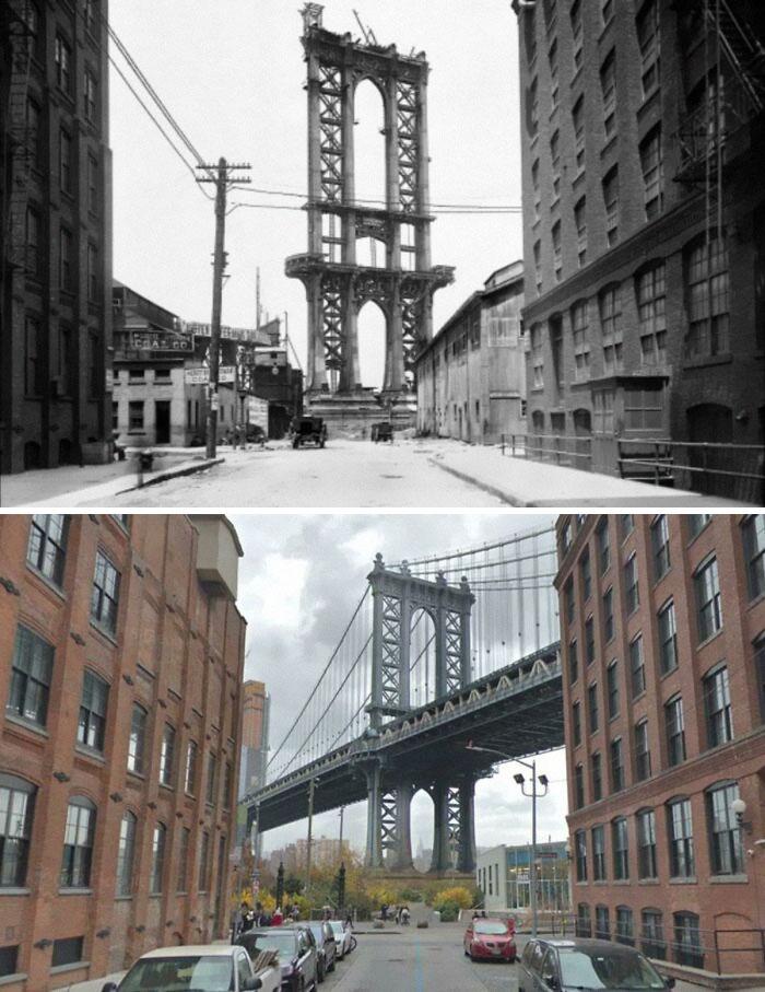 Manhetenas tilta būvniecība... Autors: Lestets Toreiz un tagad: kā laika gaitā ir mainījušās dažādas vietas?