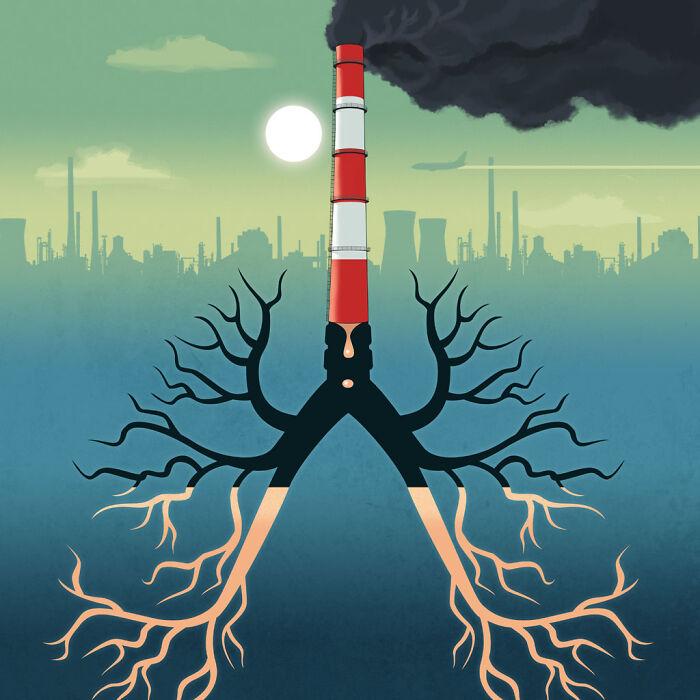 Gaisa piesārņojums Autors: Zibenzellis69 Šis mākslinieks ilustrē mūsdienu sabiedrības problēmas. Šeit viņa jaunākie darbi