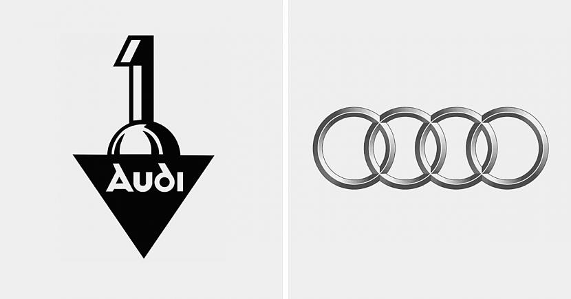 Audi logotips 1910 un 2022... Autors: Zibenzellis69 17 pirmie pasaulslavenu zīmolu logotipi, kuru sākotnējais dizains jūs pārsteigs
