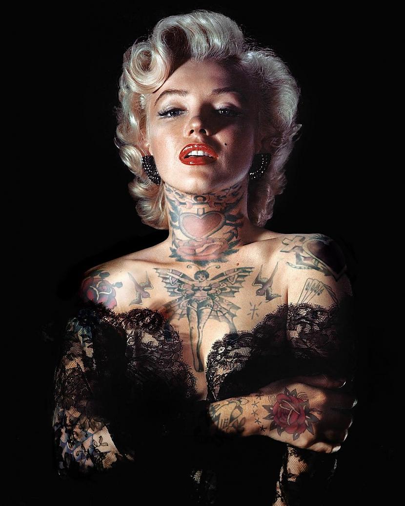 Merilina Monro Autors: Zibenzellis69 Māksliniece ar Photoshop palīdzību "tetovēja" slavenas personības, lūk rezultāts