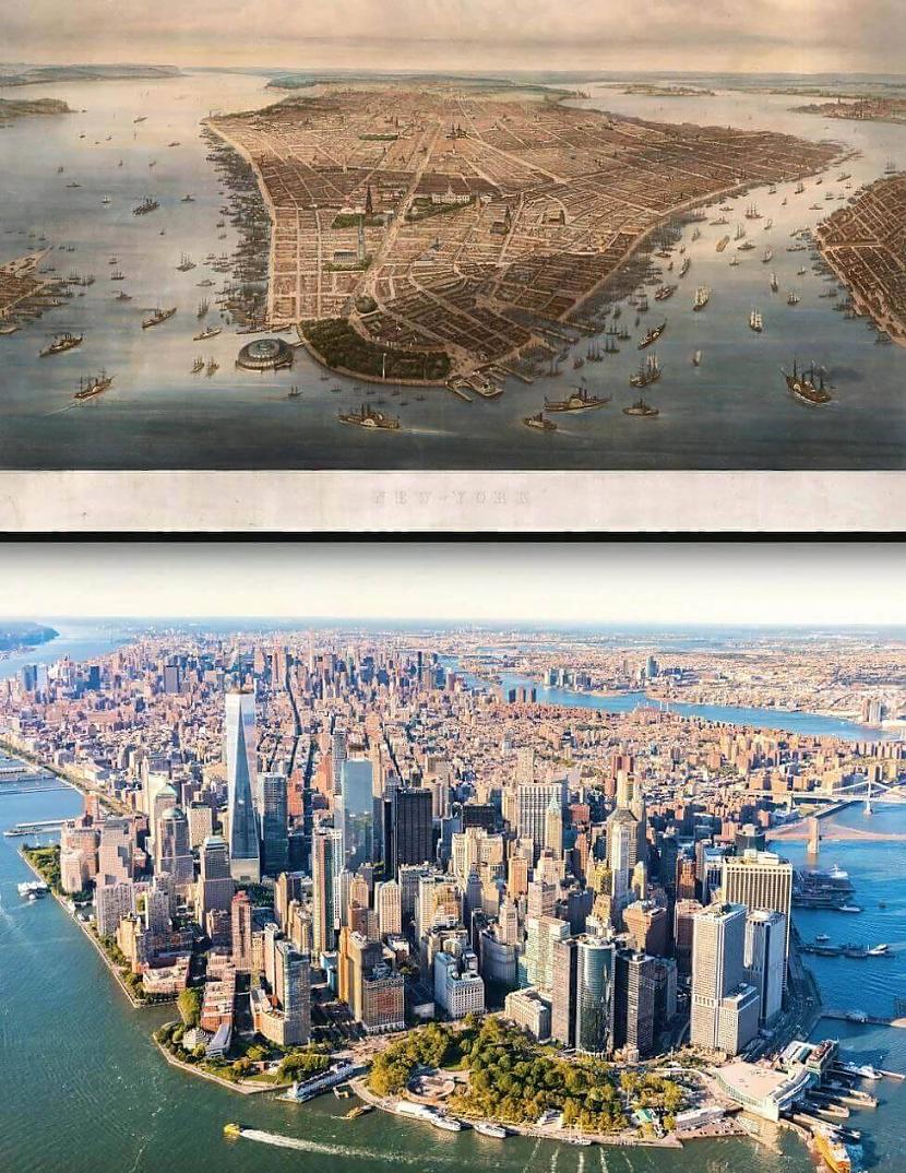 Ņujorka ASV 1851 g un... Autors: Lestets Foto: Kā laika gaitā ir mainījušās dažādas pilsētas?