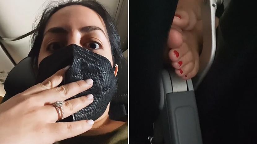 Kāda sieviete vasarā publicēja... Autors: matilde VIDEO ⟩ Kā pārmācīt lidmašīnas pasažierus, kuri bāž pēdas tur, kur nevajag