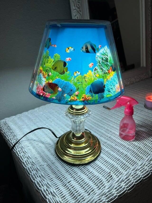Scaronajā lampā peld zivtiņas Autors: Zibenzellis69 15 unikālas lietas, kuras cilvēkiem palaimējās iegādāties parastā krāmu tirgū