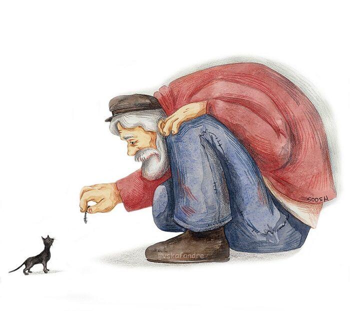Mazais brālītis  kaķis Autors: Zibenzellis69 SOOSH sirsnīgas ilustrācijas, kas silda sirdis un atgādina par vissvarīgāko