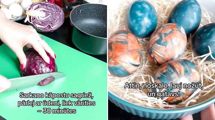 VIDEO ⟩ Pamācība, kā vienkārši pagatavot zilās marmora Lieldienu olas