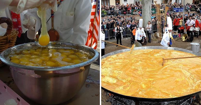 Pasaulē lielākā omletePasaulē... Autors: Zibenzellis69 11 no pasaulē lielākajiem ēdieniem, kas uzstādīja rekordu un iegāja vēsturē